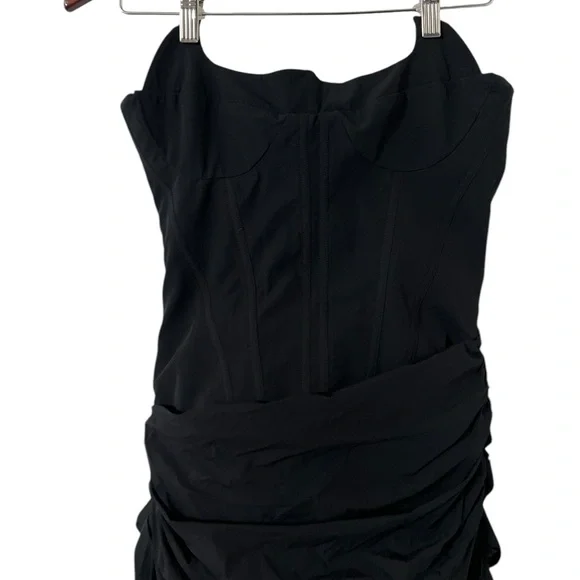 MISTRESS ROCKS Corset Bustier Black Ruched Strapless Mini Dress - Picture 6 of 11